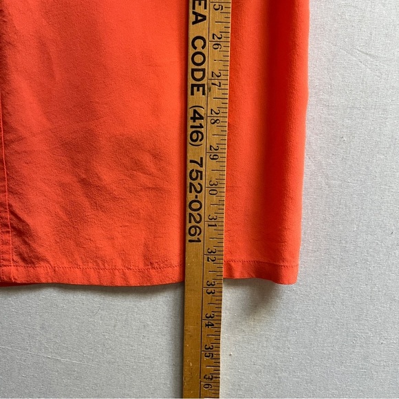 Zoe & Sam 100% Silk Orange Sleeveless Button-Down Dress Sz S - Picture 8 of 9